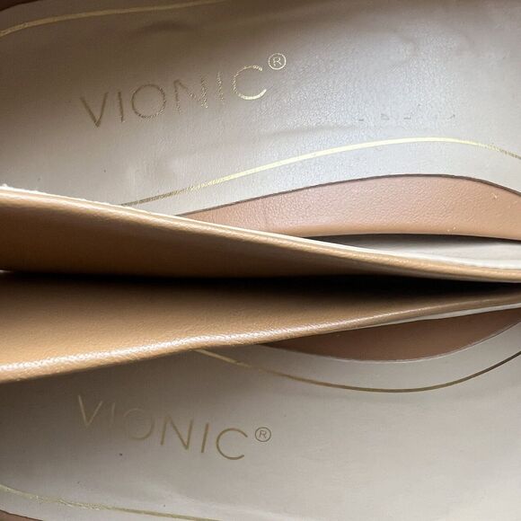 Vionic Arielle Caramel Tan Leather Flats Women’s 6 Pointed Toe Comfort Slip Ons - Picture 13 of 16